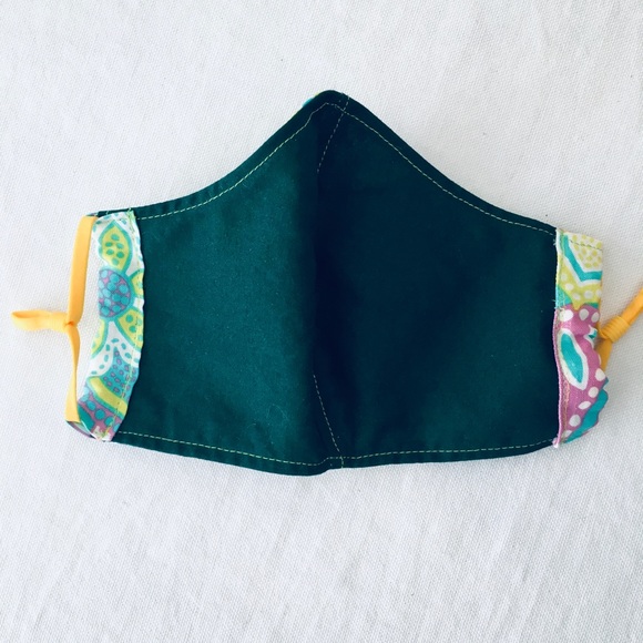 FACE MASK 💯 % COTTON YELLOW AQUA PINK BACKGROUND - Picture 12 of 13